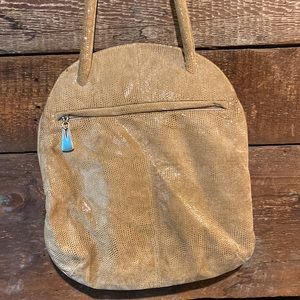 Liza Ganz New York, Purse, bag, faux suede, brown, gold, tan, shimmering